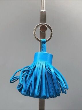 Hermes Blue Leather Tassel Key Charm